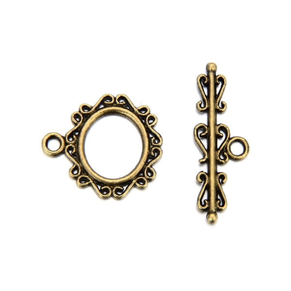 Adabele 20 Sets S Pattern Toggle Clasp, T-Bar Jewelry Closure, 22mm (0.87 Inch), Tarnish Resistant Antique Bronze, MC-AF52