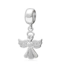 Real 925 Sterling Silver Winged Angel Religious Cubic Zirconia CZ Charm Pendant