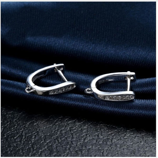 4pcs Sterling Silver Leverback Earring Hooks, Cubic Zirconia CZ, Tarnish Resistant Rhodium Plated, 14.5mm, Strong, SS386