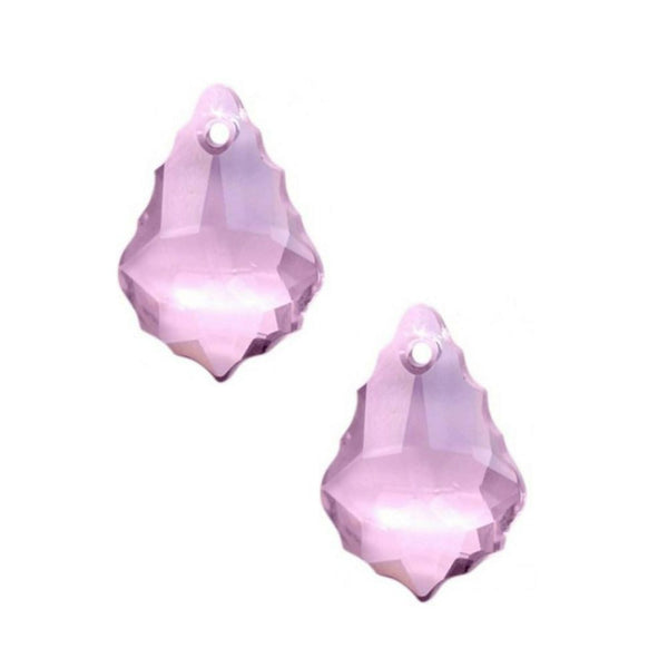 20pcs Creative Club Faceted Crystal Glass Baroque Chandelier Pendant Drops, October Pink Birthstone, 22x13mm Large, Hole ID 1mm, CCF-3
