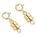 2 Sets 925 Sterling Silver Small Strong Magnetic Clasps, with Springring Clasp, Real 18K Yellow Gold Plated, SS489-2