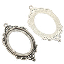20pcs Large Sturdy Oval Open Back Bezels, Pendant Base, Antique Silver, Designed for 40x30mm Cabochon Resin Cameo Photo, MC-G1