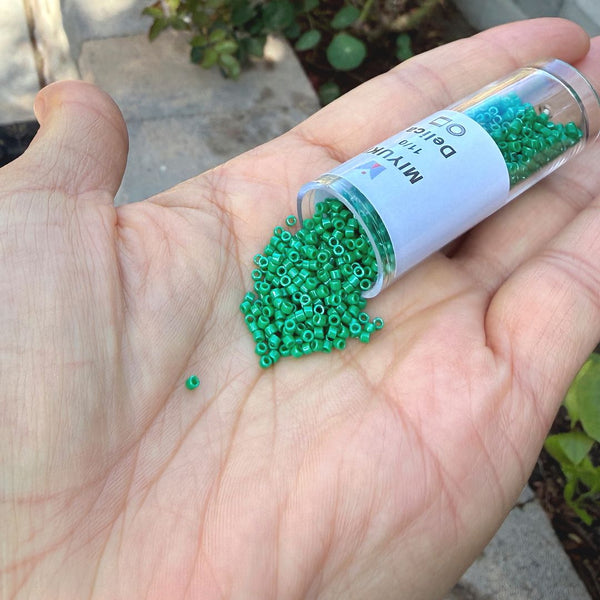 7.5g Miyuki Delica 11/0 Seed Beads, Opaque Kelly Green DB655