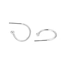 2pcs Real 925 Sterling Silver C Hoop Huggie Earrings, 10mm Small, 3mm Ball Dot, SSE43-1