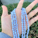 Natural Blue Lace Agate Gemstone Oval Tumbled Pebble Beads, Irregular, 6mm to 8mm, Hole ID 1mm, 15 Inch/1 Strand, GZ11-2