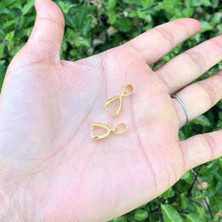 50pcs Pendant Clasp Pinch Bail Clip, 18K Yellow Gold Plated Brass, Size Selections: 15mm/18mm/20mm