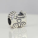 1pc Solid 925 Sterling Silver Baby Stroller Bead Charm, Compatible with Pandora All Other Charm Bracelet, EC118