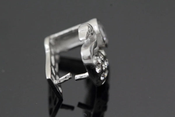 1pc 925 Sterling Silver 12mm Swan Pinch Bail, Pendant Clasp, Tarnish Resistant Rhodium Plated, Cubic Zirconia CZ, SS44-AA