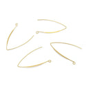 50pcs Raw Brass Flat Marquise Earring Hooks, V Shape Ear Wire, 0.7mm/21 Gauge, 45mm Long, Unplated/Uncoated, CX249