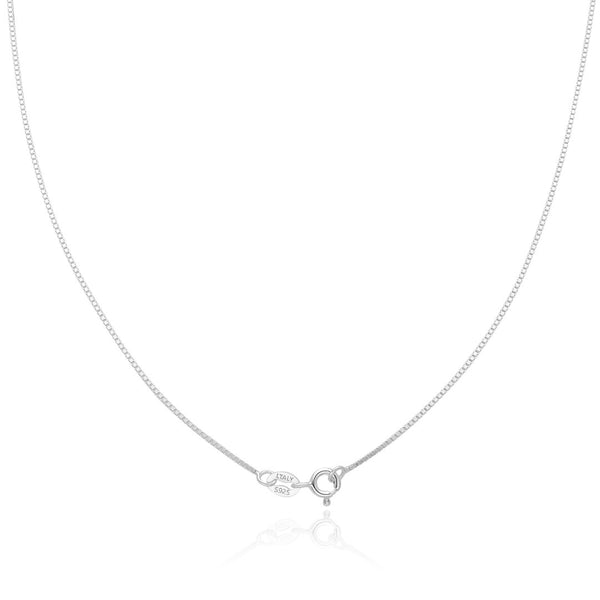 1pc 925 Sterling Silver Box Link Chain Necklace, 0.8mm, Strong Thin Small, 18 inch, SW21-18