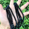 200pcs Creative Club Faceted Flat Bicone Rondelle Crystal Glass Beads #5305, Jet Black, 6x4mm Small, Hole ID 1mm, CC3R623