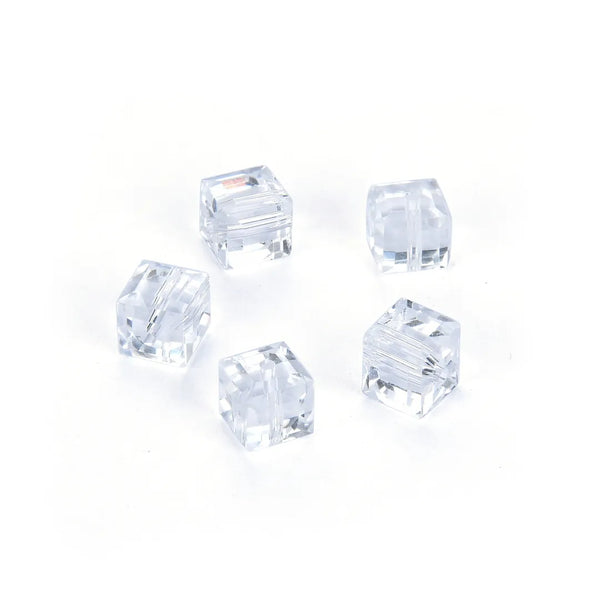 24pcs Adabele Austrian Faceted Cube Crystal Beads #5601, Crystal Clear, Size Selections: 4mm/6mm/8mm