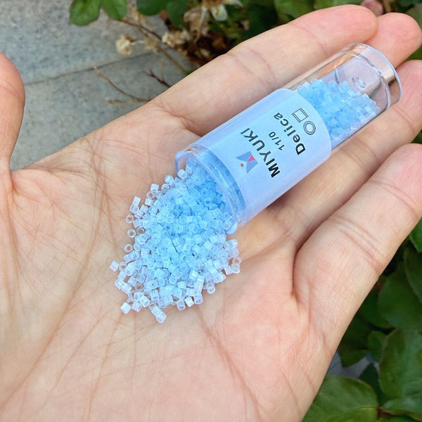 7.5g Miyuki Delica 11/0 Seed Beads, Silk Glass Enamel Pale Sky Blue DB831-1