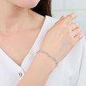 1pc 925 Sterling Silver 6.6mm Heart Link Chain Bracelet, Tarnish Resistant White Gold Plated, Length Selections: 7 inch/7.5 inch/8 inch