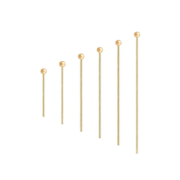50pcs Tarnish Resistant Ball Head Pins, 18K Yellow Gold Plated Brass, 0.8mm/20 Gauge, Length Selections: 22/26/30/35/40/50mm