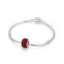 1pc 925 Sterling Silver January Red Birthstone Bead Charm, 12.5x7.5mm, Hole ID 4.8mm, Fit Pandora All Other Bracelets, EC684-1