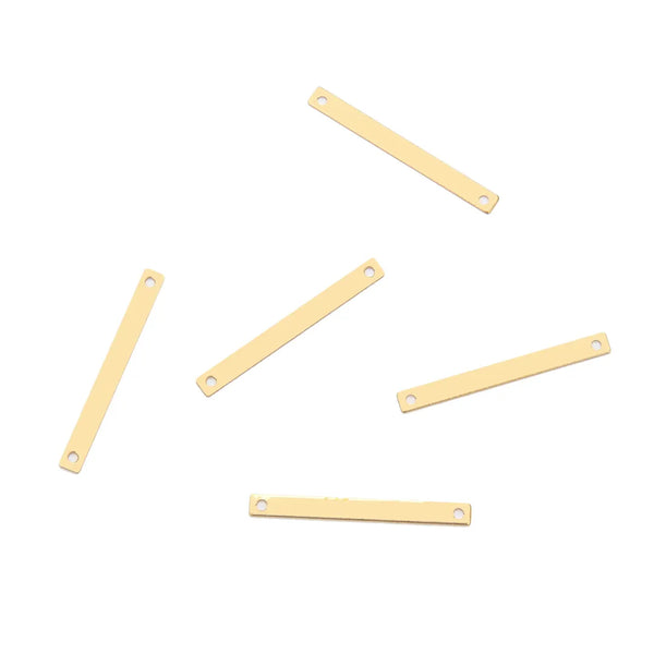 50pcs Raw Brass Horizontal Rectangle Bar Connector Link, 2-Hole, 30mm, Unplated/Uncoated, CX-E1