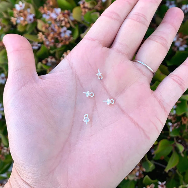 10pcs 925 Sterling Silver Screw Eye Pin Bails, Glue-on Pendant Connector, Cup Size Selections: 3/4/5/6/8mm