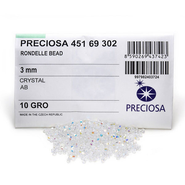 1440pcs Preciosa Small Tiny Faceted Bicone Crystal Beads, Crystal AB, 3mm, Hole ID 0.75mm, Prw-302