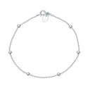 1pc 925 Sterling Silver Bead Station Beaded Chain Bracelet, 1mm & 2.5mm Small Tiny Beads, Tarnish Resistant White Gold Plated, Length Selections: 7 inch/7.5 inch/8 inch