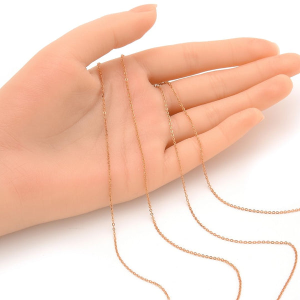 33 Feet Diamond Cut Flat Cable Chain Link, Raw Copper Uncoated/Unplated, 1.3mm Thin Small, CK10-F1