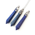 1pc Natural Blue Lapis Lazuli Hexagonal Pile Gemstone Pendant Necklace, 26 Inch Surgical Stainless Steel Chain, GGP-BB2