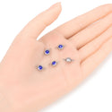 10pcs Grade A September Sapphire Blue Birthstone Links, Stainless Steel, Tarnish Resistant, 6mm, CCP34-9