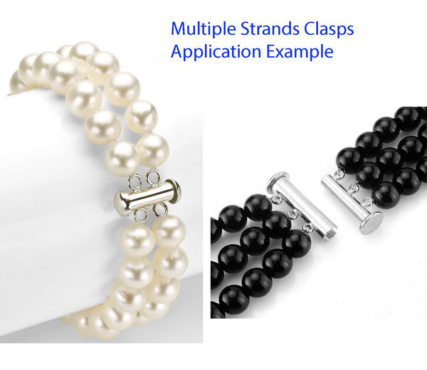 1pc 925 Sterling Silver 5 Strands Multi-Strand Slide Lock Tube Clasp Set, 30mm Long, SS189