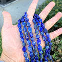 Natural Blue Lapis Lazuli Crystals Gemstone Oval Tumbled Pebble Beads, Irregular, 7mm to 12mm, Hole ID 1mm, 15 Inch/1 Strand, GZ12-40
