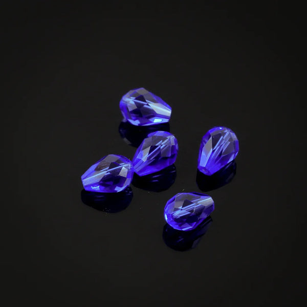 24pcs Adabele Austrian Faceted Teardrop Crystal Beads #5500, Sapphire Blue, 8mm x 6mm, Hole ID 1mm, SST-813