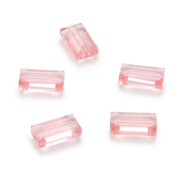 25pcs Adabele Austrian Faceted Rectangle Crystal Beads #5055, Light Padparadscha Pink, 14mm x 8mm, Hole ID 1.2mm, SSRT1430