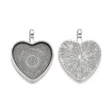 20pcs Large Sturdy Heart Bezels, Pendant Base, Antique Silver, Designed for 25mm Cabochon Resin Cameo Photo, MC-G4