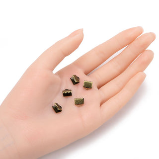 100pcs Ribbon Crimp Cord Ends, Pinch Clamp Cord Fastener, Tarnish Resistant Antique Bronze Plated, Size Selections: 8mm/10mm/13mm