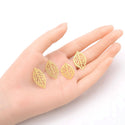 10pcs 27mm Filigree Leaf Drop Pendants, Tarnish Resistant, 18K Yellow Gold Plated Brushed Brass, BF-B1