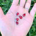 10pcs Grade A January Red Teardrop Birthstone Charm Drop, Sterling Silver Plated Brass, Size Selections: 11x7mm, 14x8mm, 16x9mm