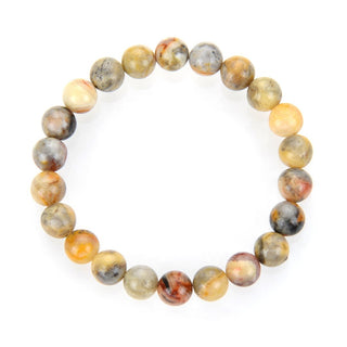 1 Strand Stretch Natural Crazy Lace Agate Beaded Gemstone Bracelet, 8mm Bead, Length Selections: 7 inch/7.5 inch/8 inch/8.5 inch