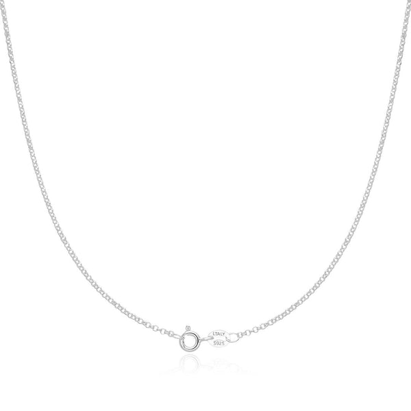 1pc 925 Sterling Silver Rolo Link Chain Necklace, 1.5mm, Length Selections: 18 inch/20 inch/22 inch