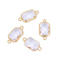 10pcs Grade A April Diamond Clear Birthstone Rectangle Radiant Cut Links, 18K Yellow Gold Plated Brass, 14mm, CCP12-G4