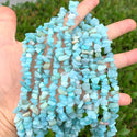 Natural Blue Amazonite Gemstone Chip Beads, Free Form, 5mm-8mm, Hole ID 1mm, 1 Strand/31 Inch, GZ1-2