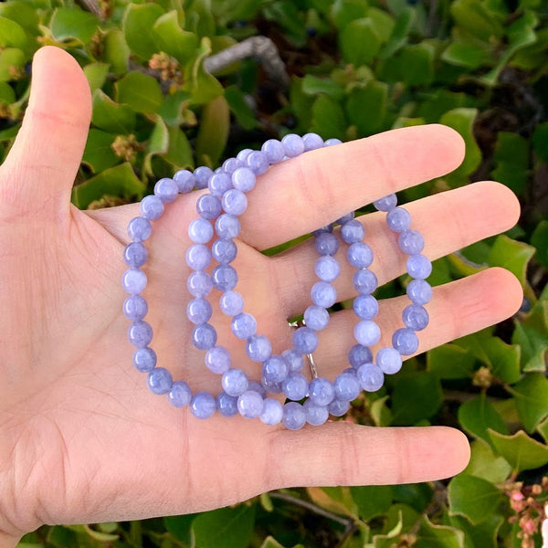 1 Strand Stretch Natural Opague Purple Tanzanite Quartz Beaded Gemstone Bracelet, 6mm Beads, Length Selections: 7 inch/7.5 inch/8 inch