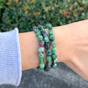 1 Strand Stretch Natural Ruby Zoisite Free Form Gemstone Bracelet, 7-10mm Beads, Length Selections: 7 inch/7.5 inch