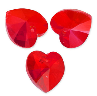 20pcs Top Drilled Valentine Heart Drop Crystal Beads, Light Red July Birthstone Beads, 10mm, Hole ID 1mm, BB15-7
