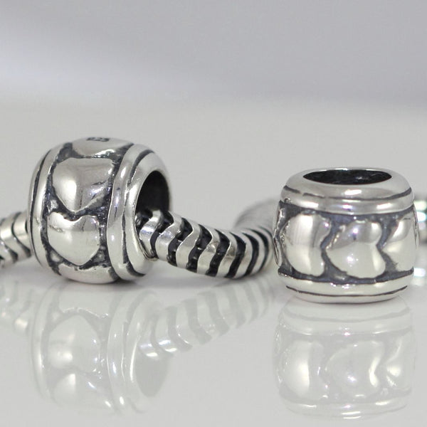 1pc Solid 925 Sterling Silver Endless Heart Love Bead Charm, Compatible with Pandora All Other Charm Bracelet, EC208