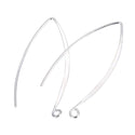50pcs Flat Marquise Earring Hooks, Sterling Silver Plated Brass, 45mm Long, Wire Gauge Selections: 0.7mm/21 Gauge or 0.9mm/19 Gauge