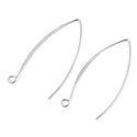 50pcs Flat Marquise Earring Hooks, Sterling Silver Plated Brass, 45mm Long, Wire Gauge Selections: 0.7mm/21 Gauge or 0.9mm/19 Gauge