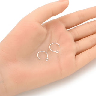 10pcs 925 Sterling Silver Round Circle Earring Hooks, Open Jump Ring, 0.8mm/20 Gauge, Size Selections: 12mm/16mm