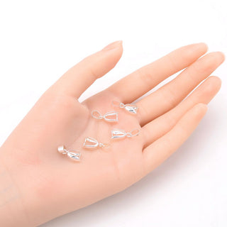 20pcs Tarnish Resistant Pendant Pinch Bail Clip, Sterling Silver Plated Brass, Size Selections: 15mm/18mm/20mm