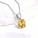 925 Sterling Silver November Birthstone Solitaire Necklace, 8mm/2 Carat Yellow Topaz Cubic Zirconia CZ, Length Selections: 16 inch/18 inch