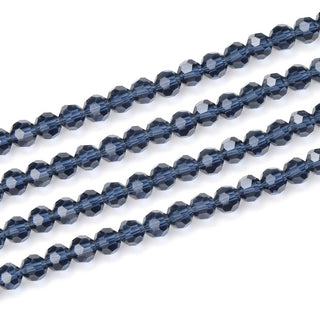 500pcs Creative Club Faceted Round Crystal Glass Beads, Dark Sapphire, 4mm (0.16 inch) Small Tiny, Hole ID 1mm, CC2R420