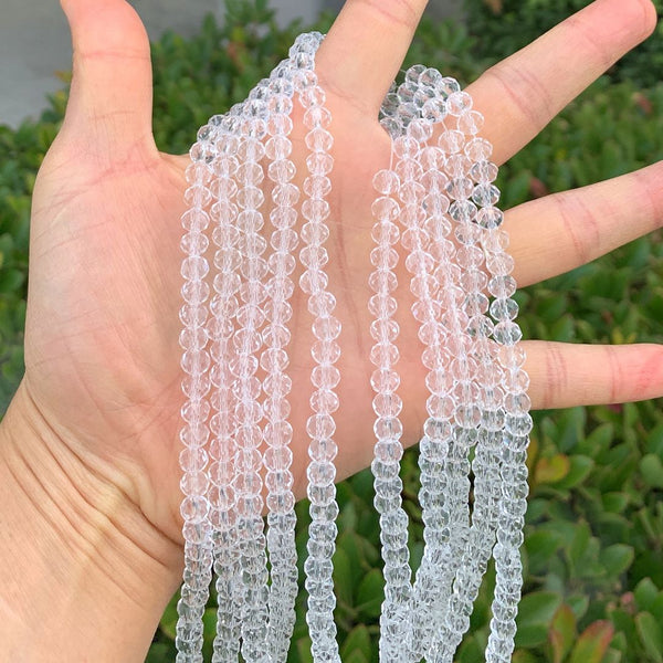 500pcs Creative Club Faceted Rondelle Crystal Glass Beads, Crystal Clear, 6x4mm, Hole ID 1mm, CCR601